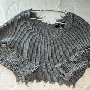 gray off the shoulder sweater